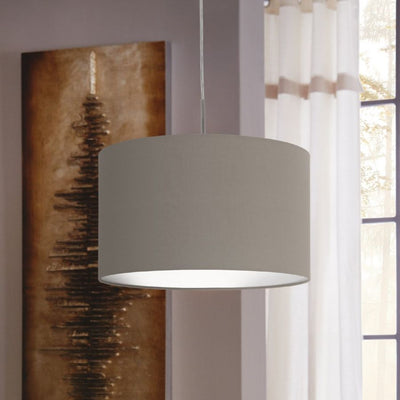 Eglo Pasteri Ceiling Pendant Light with a taupe coloured shade