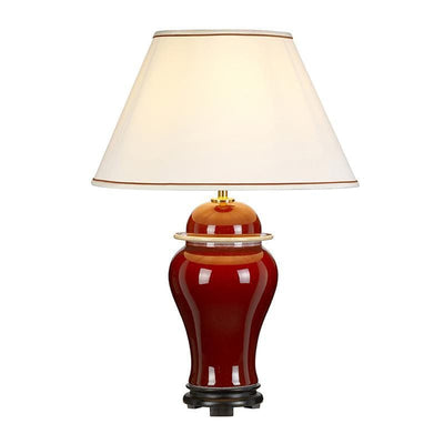 Designer's Lightbox Oxblood Temple Jar 1 Light Table Lamp With Tall Empire Shade - DL-OXBLOOD-TJ-TL