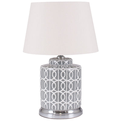 Pacific Lifestyle Aris Grey and White Geo Pattern Table Lamp - PL-30-426-K