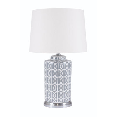 Pacific Lifestyle Aris Tall Grey and White Geo Pattern Table Lamp - PL-30-427-K