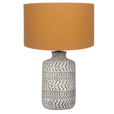 Pacific Lifestyle Atouk Textured Natural and Black Stoneware Table Lamp - PL-30-647-BO