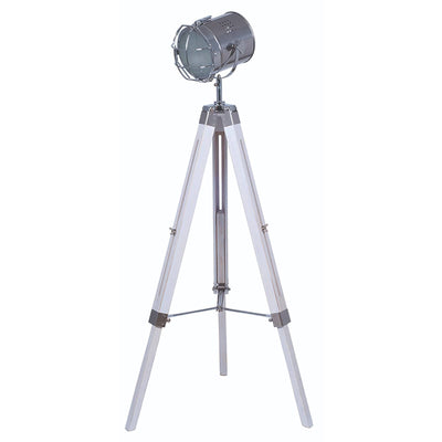 Pacific Lifestyle Capstan White Wash and Silver Metal Tripod Floor Lamp - PL-32-035-C