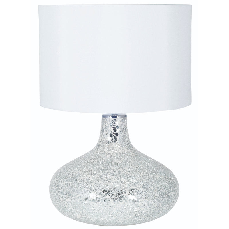 Pacific Lifestyle Evie Silver and White Mosaic Mirror Table Lamp - PL-30-151-WH-C