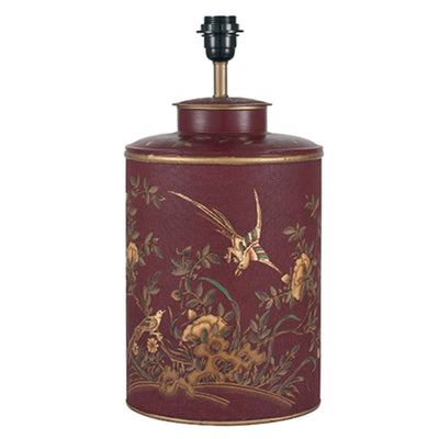Pacific Lifestyle Gilded Bird Deep Red and Golden Hand Painted Metal Table Lamp - PL-30-478-BO