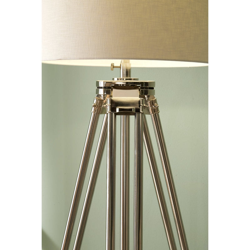 Pacific Lifestyle Port Silver Nickel and Wood Tripod Floor Lamp - PL-32-068-BO
